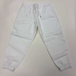 Athleta White Linen Pants cinched leg